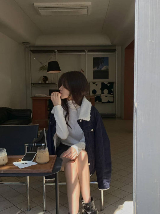 【最美冬季外套】The Denim Bomber with Shearling Collar