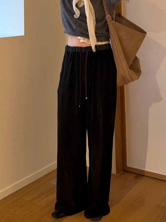 Satin Sheen Pleated Flexi Pants | 微緞感皺褶寬鬆直筒長褲