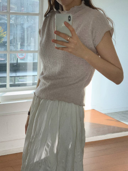 Plush Capped Sleeves Top | 毛茸感半領上衣