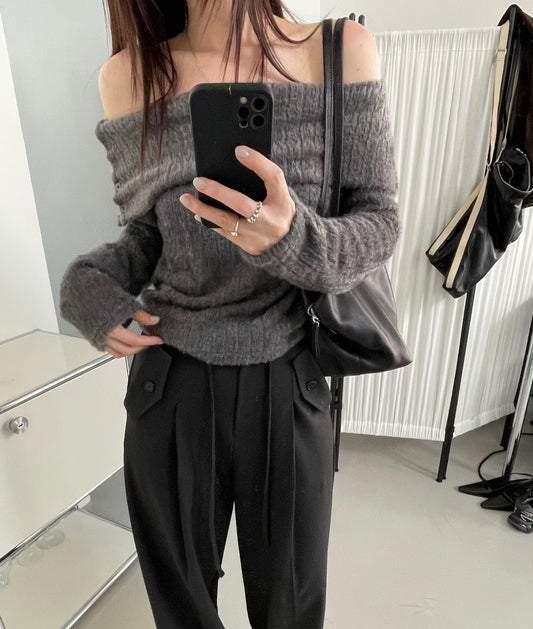 Snowy Winter Off-Shoulder Knit