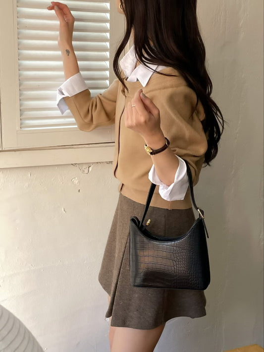 Faux 2-pcs Knitted Shirt