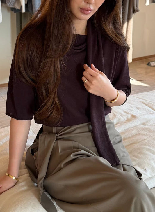 Breezy Tie-Neck Linen Knit | 領結細節麻質輕薄針織上衣
