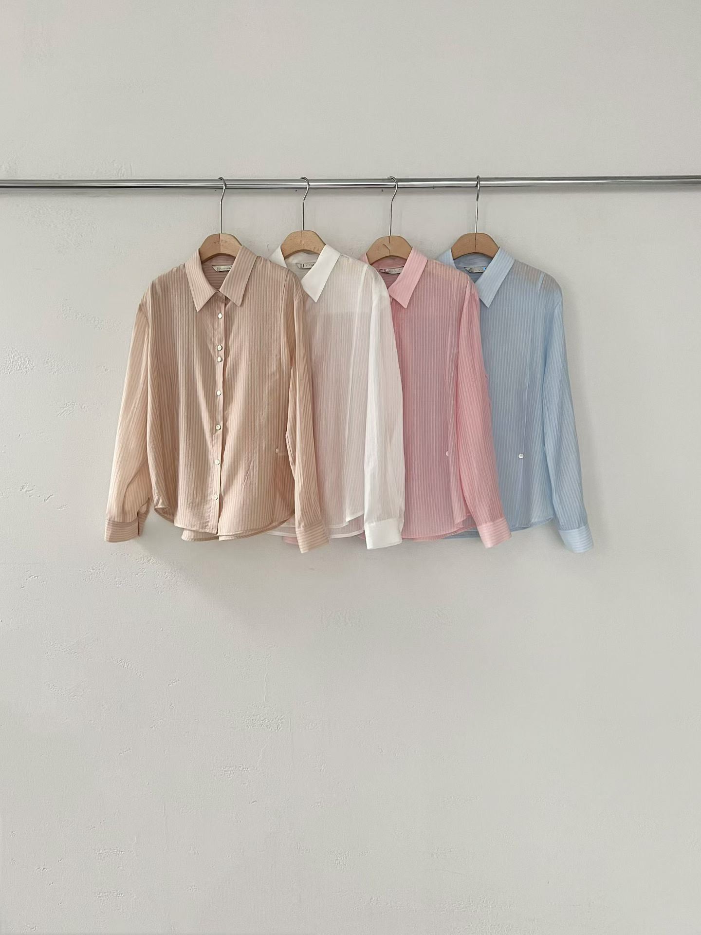 Sheer Tencel Viole Blouse | 天絲暗條紋襯衫
