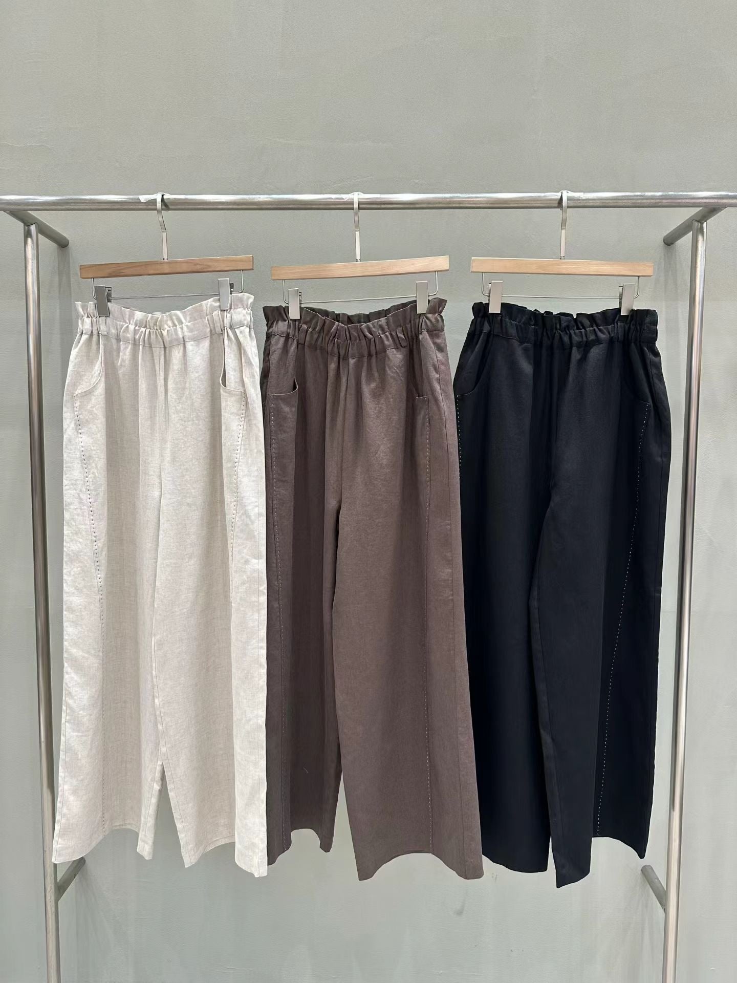 Scrunched Waist Linen-Tencel Pants | 抓皺腰線天絲亞麻長褲