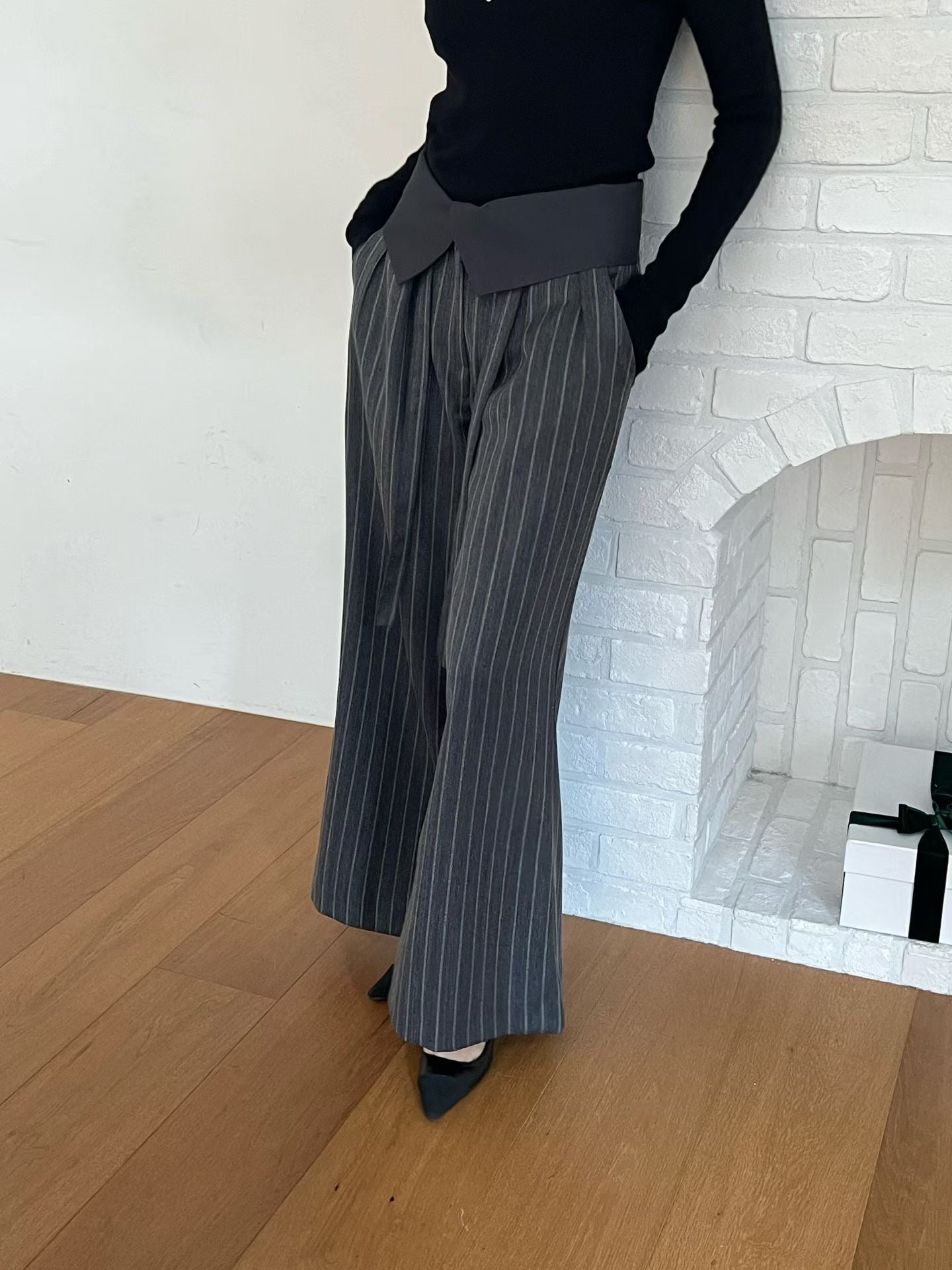 Wide Leg Striped Trousers | 條紋西裝闊褲