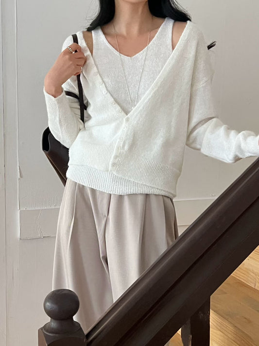 Classic Buttoned Cami & Cardi Set