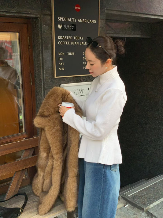 <<獨特設計優雅針織>> Cashmere Elegant Chic Peplum Knit