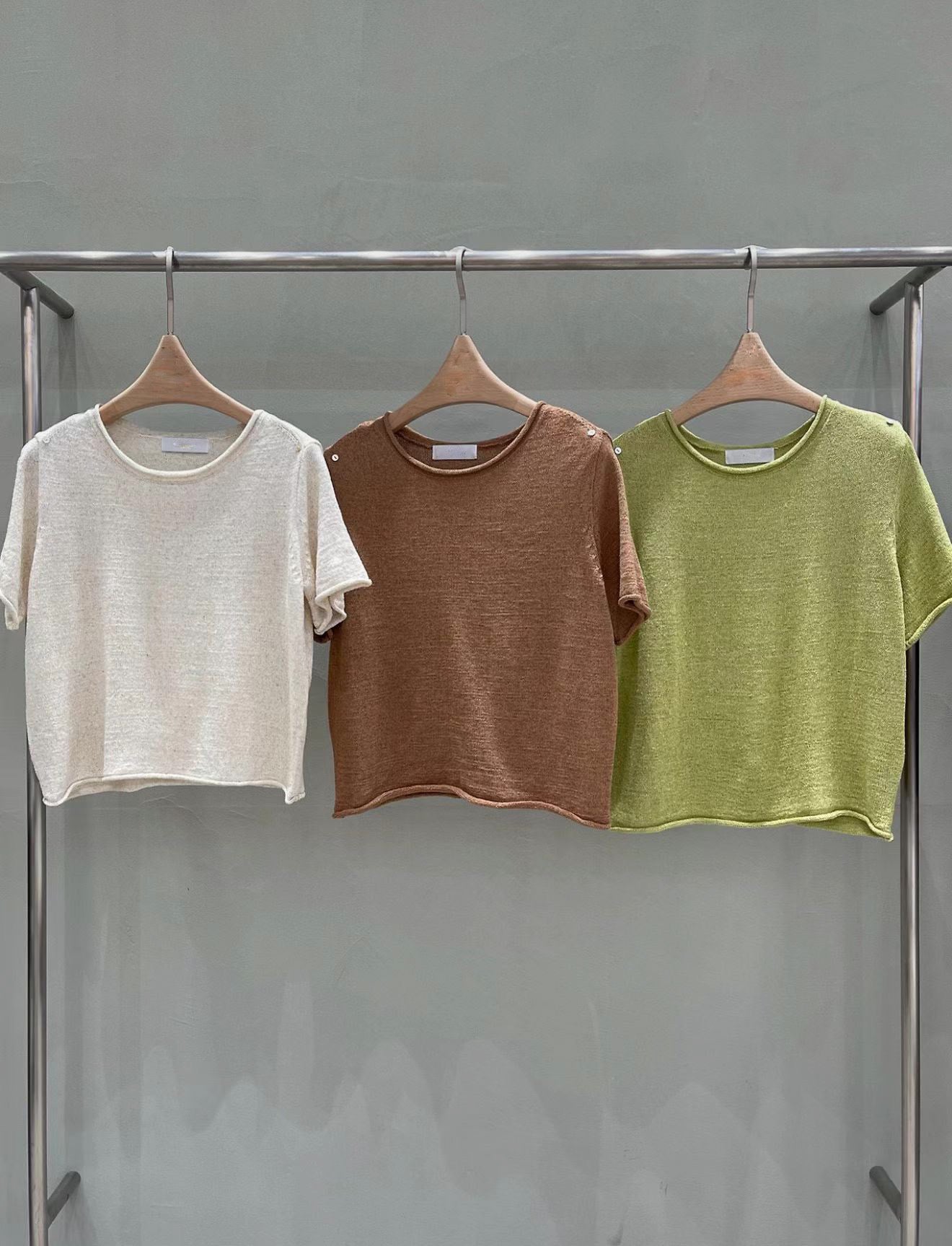 Petite Ruffle Hem Linen Tee | 卷邊短袖麻質Tee