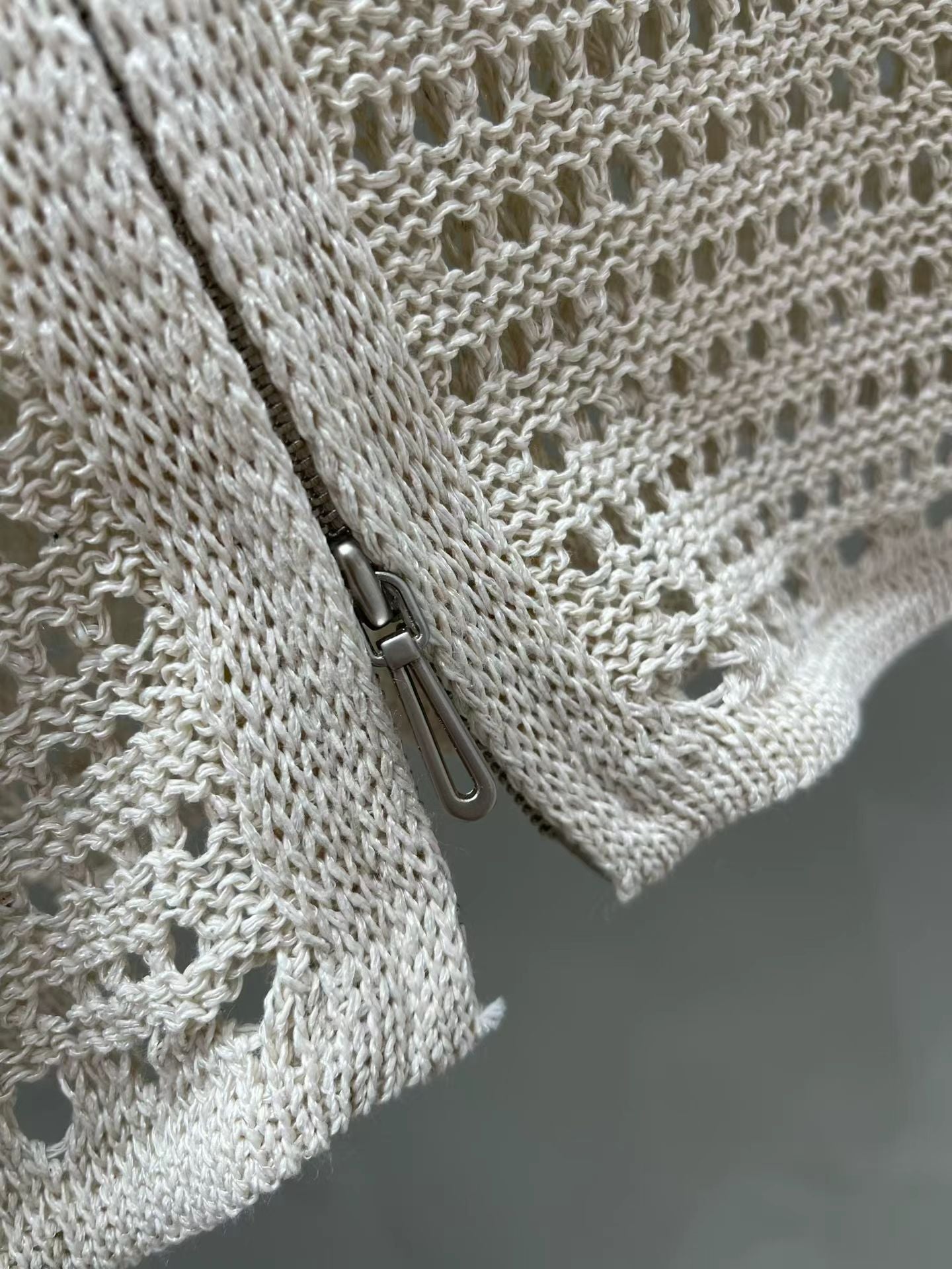 Linen Crochet Weave Zip Jacket | 麻質鉤針編織雙拉鍊短外套