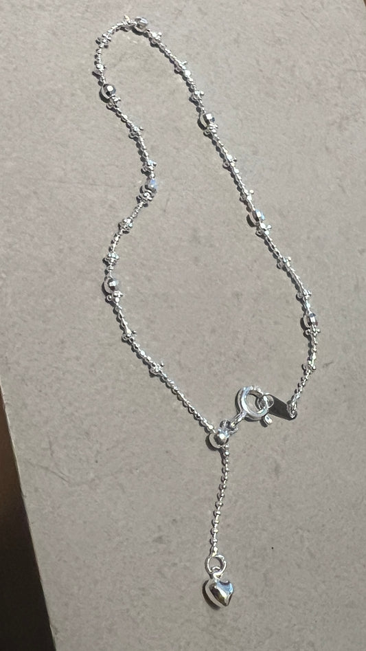 Dainty Heart Micro Bead Bracelet | 迷你銀珠小愛心手鏈
