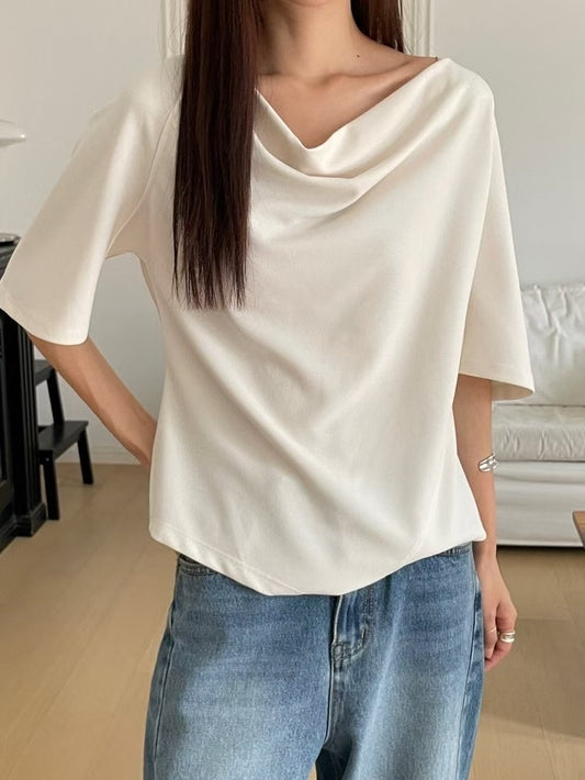 【極度顯瘦】Draping Mid-Sleeves Blouse| 垂感中袖Top