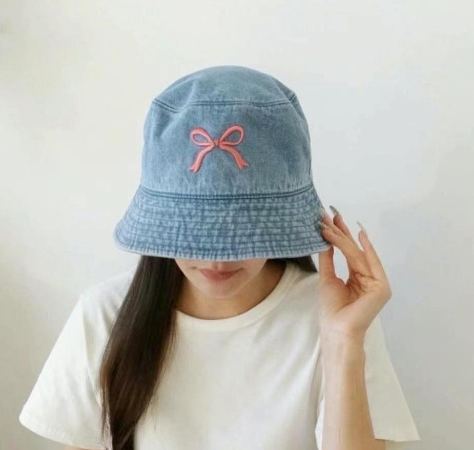 Denim Style Bucket Hat with Bow | 蝴蝶結牛仔布漁夫帽