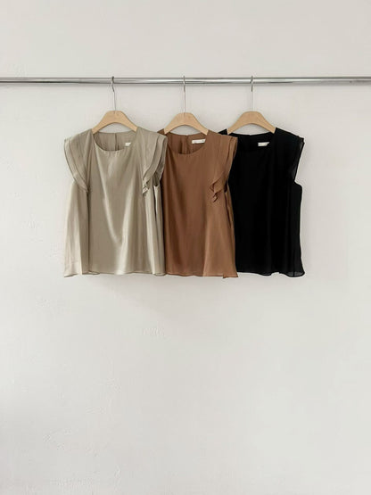 Tencel Flare Capped Sleeves Blouse | 天絲小飛袖氣質上衣