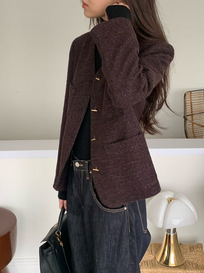 【One of a Kind】Flat Bar Tweed Blazer