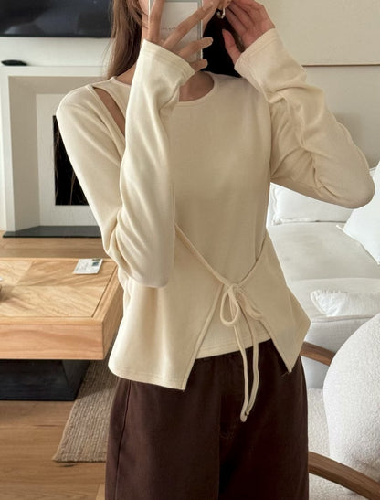 [連線壓軸加碼款] Asymmetric Shoulder Detail Top | 低調節日氣氛上衣