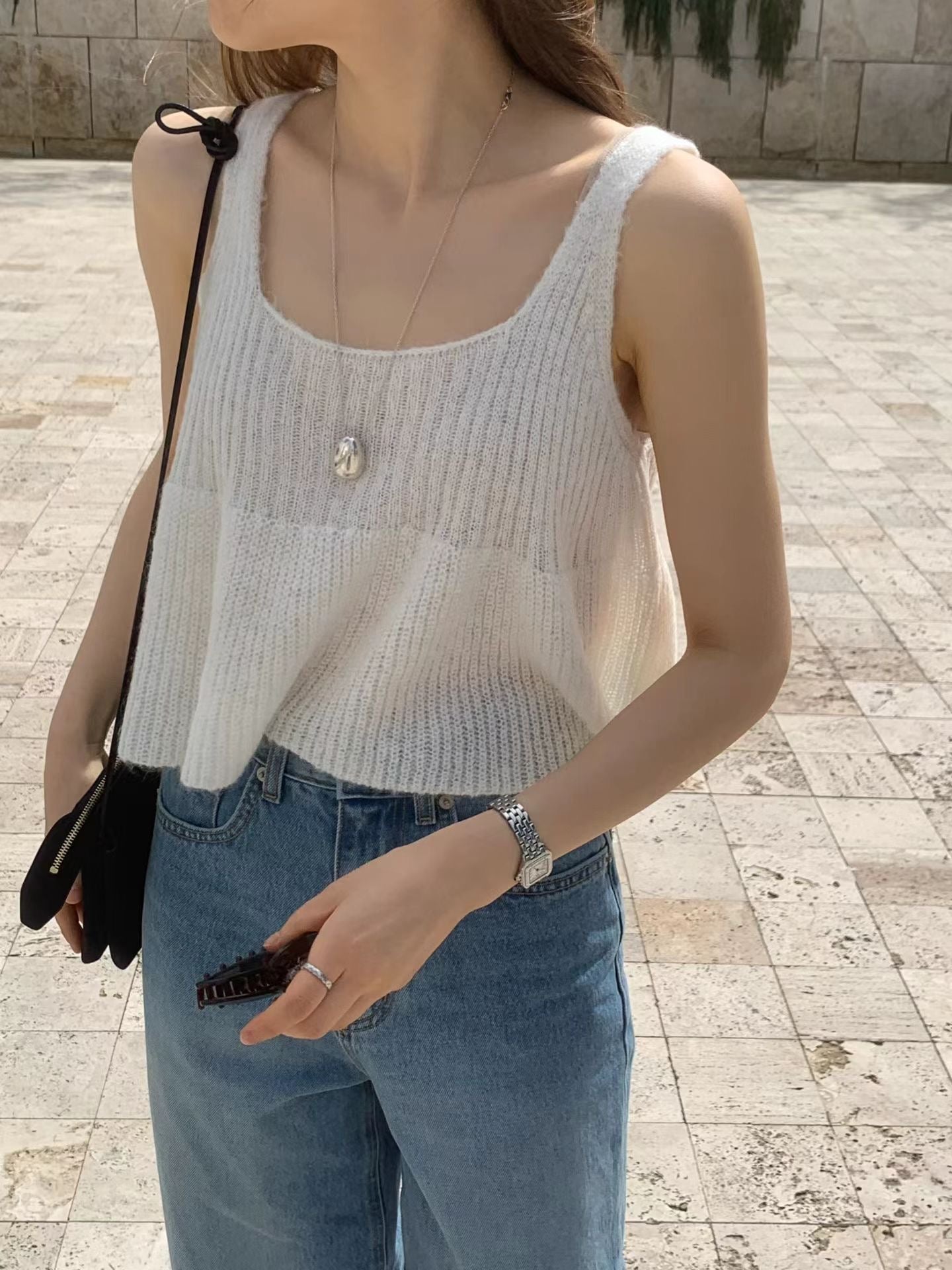 飄逸勾織方領背心 | Premium Summer Knitted Flaire Tank Top