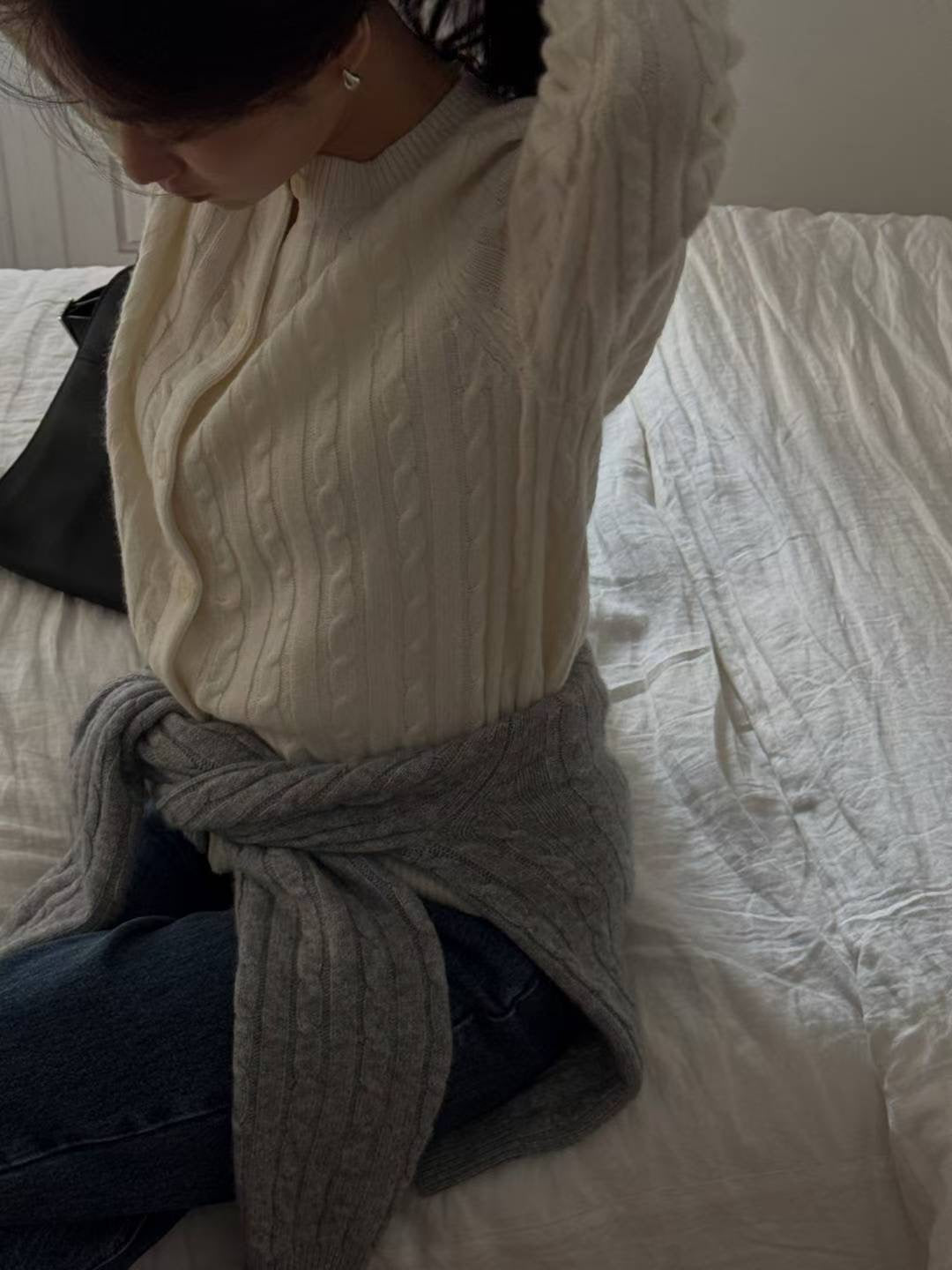 Soft Wool Cable Knit Cardigan