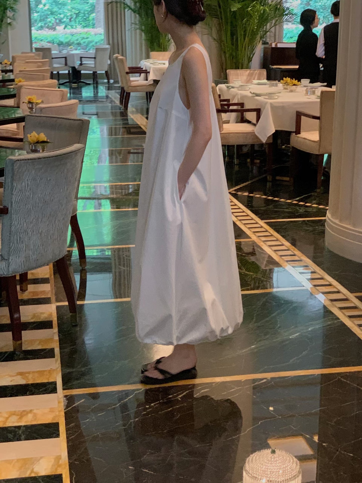 Summer Sleeveless Bubble Dress | 背心泡泡中長裙￼