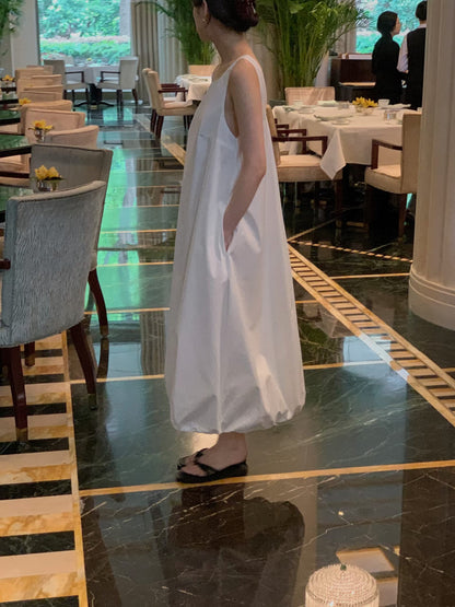 Summer Sleeveless Bubble Dress | 背心泡泡中長裙￼