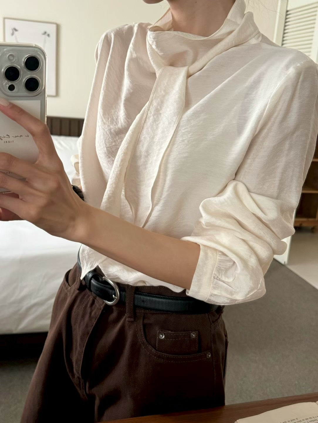 [連線壓軸加碼款] 優美版型 | Snowy Chiffon Necktie Blouse