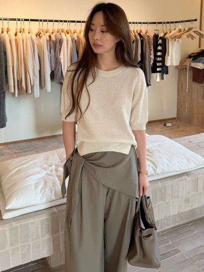 Ribbed Details Tencel Blend Knit | 羅紋天絲針織上衣