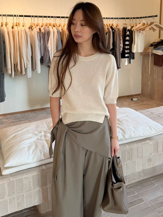 Ribbed Details Tencel Blend Knit | 羅紋天絲針織上衣