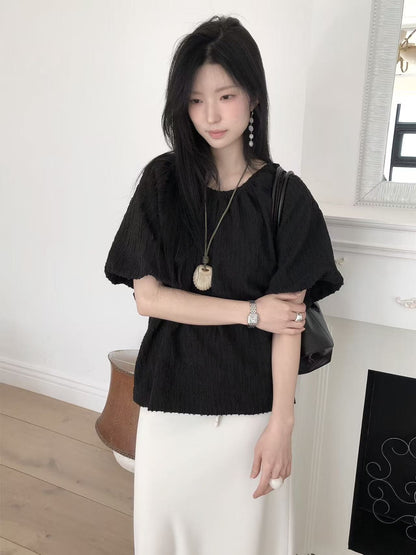 【極美版型】挺身泡泡袖襯衫| Textured Puffy Sleeves Blouse