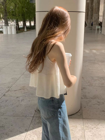 飄逸勾織方領背心 | Premium Summer Knitted Flaire Tank Top