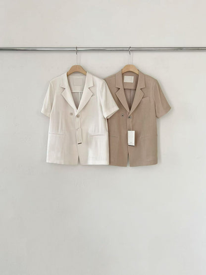 Breezy Linen Short-Sleeved Blazer | 清風亞麻短袖西裝外套