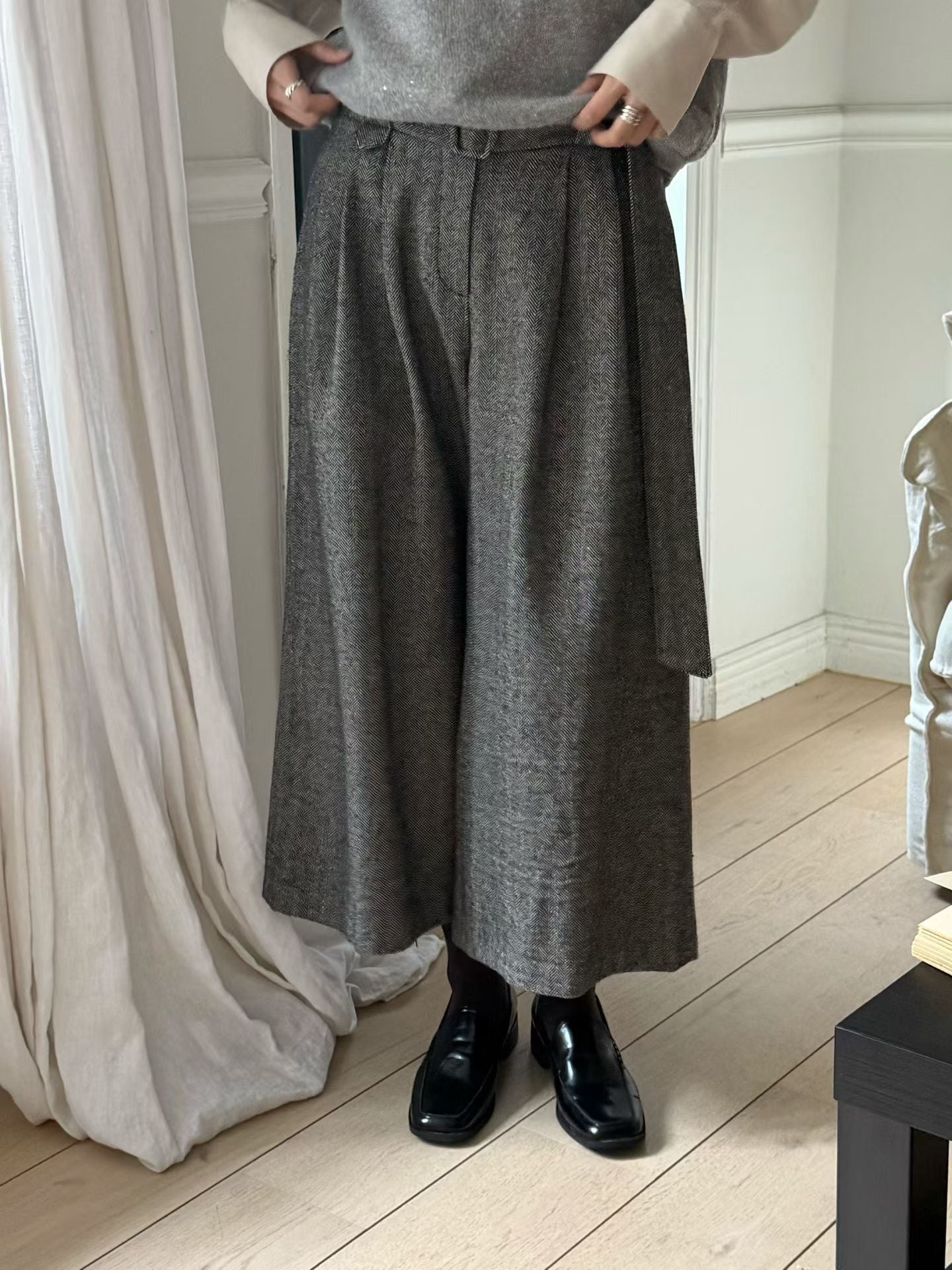 Heritage Herringbone Culottes | 人字紋混羊毛冬季闊褲