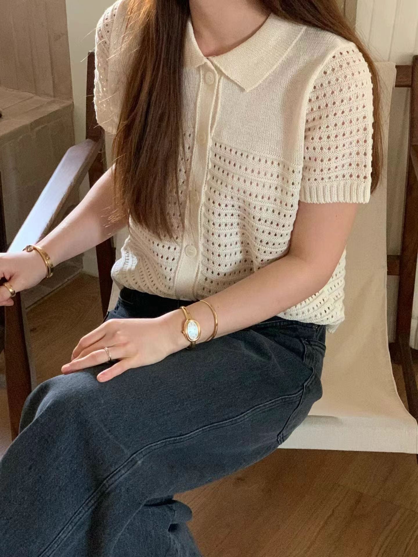 [𝑳𝒊𝒏𝒆𝒏 𝑬𝒅𝒊𝒕] 2-way Crochet Love Polo