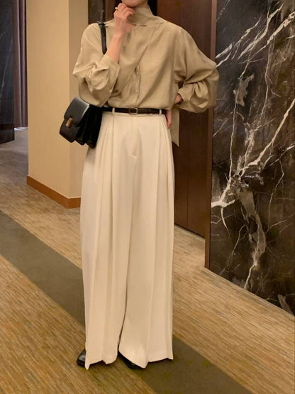 Elegant Pleats Pants | 輕柔內摺闊腳褲