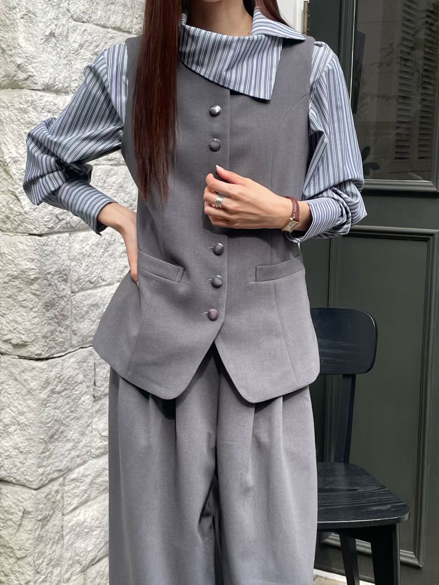 Sleek Suit Vest | 可調較西裝背心外套Top