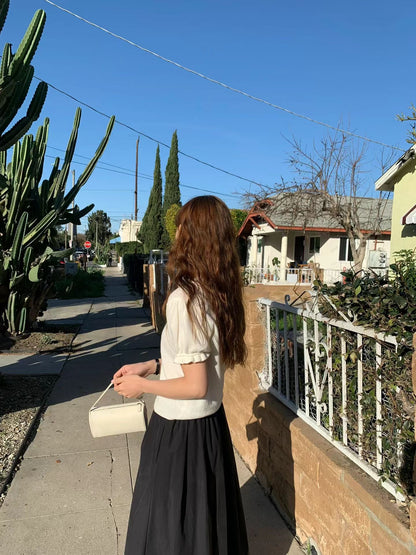 <真絲。親膚> Princess Silk Ruffle Sleeves Tee |溫柔木耳點綴Top