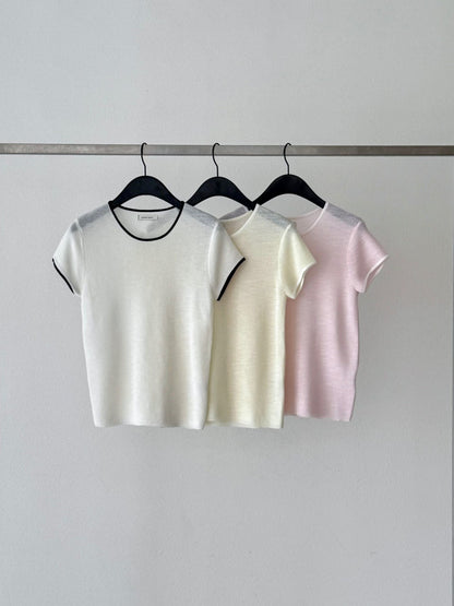 Soft Piping Halo Knit | 滾邊羽霧感輕針織上衣