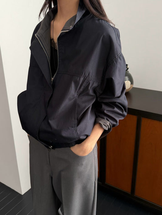 Chic Windbreaking Bomber Jacket | 設計感內拼色領口外套