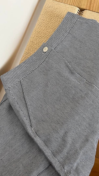 French Vibe Striped Pencil Midi Skirt | 法式風情直紋中長裙