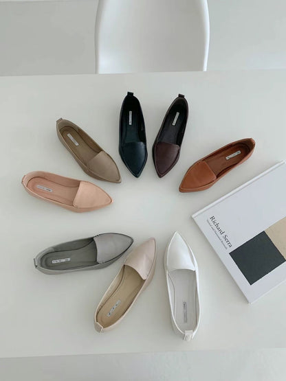 Soft PU Leather Pointed Loafer 【8色入】