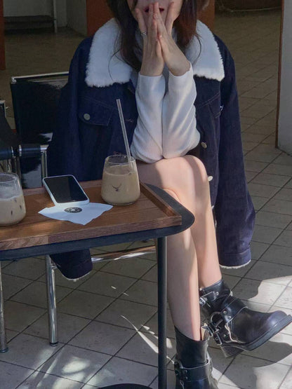 【最美冬季外套】The Denim Bomber with Shearling Collar