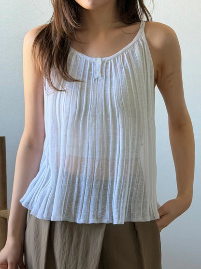 Linen Tencel Soft Pleated Cami