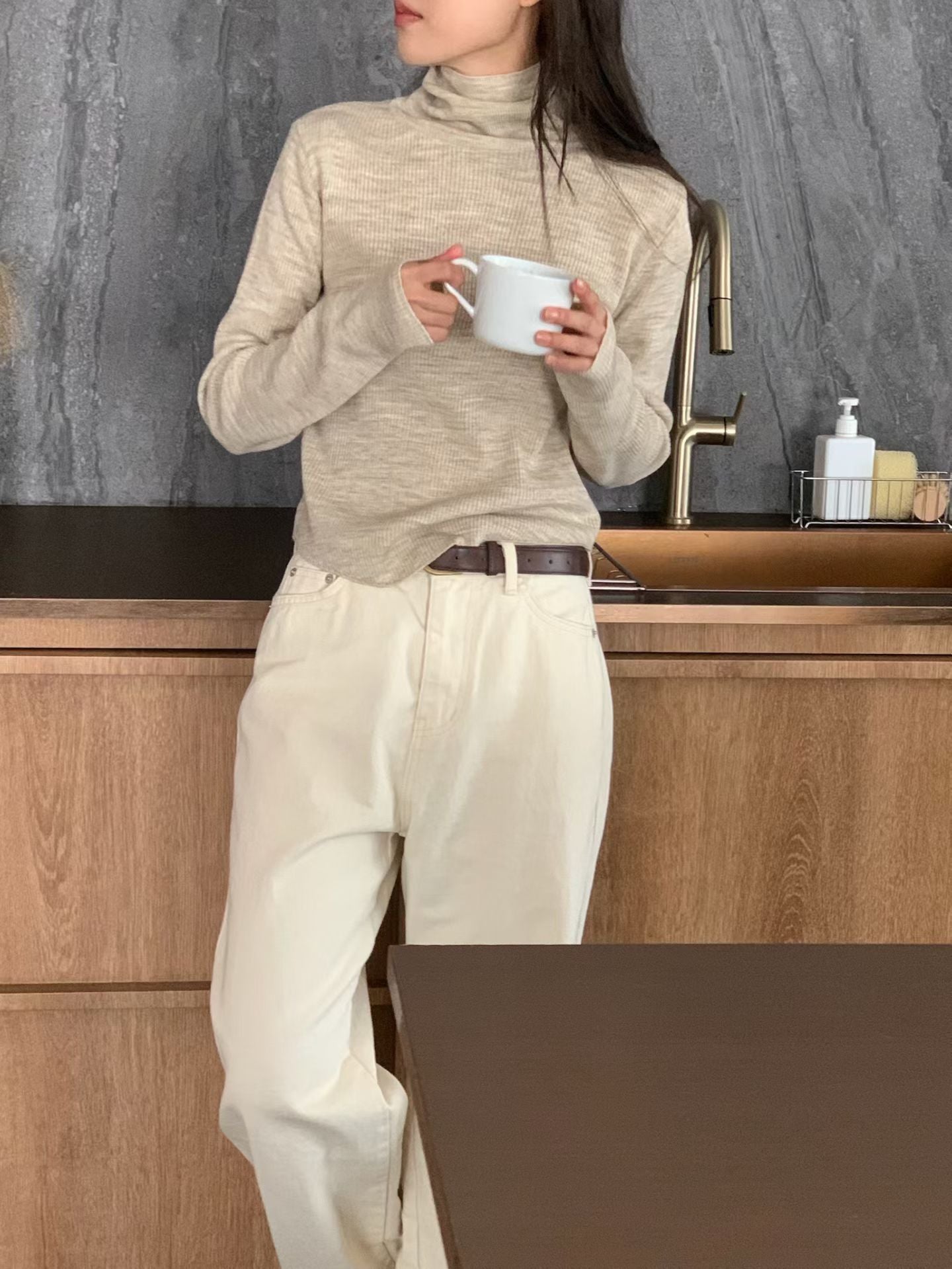 <Delicate Basics> Round Hem High Neck Top | 冬季親膚高領打底Top