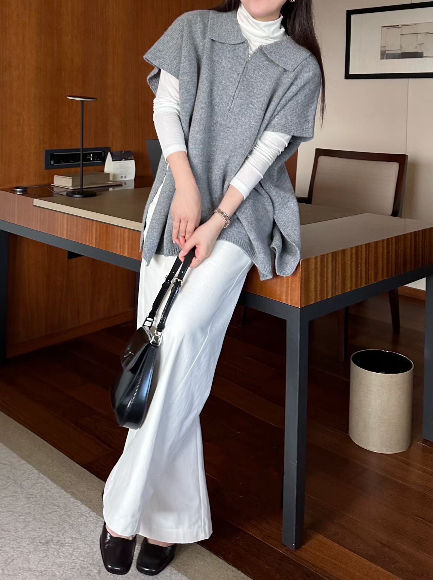 [Premium] Cashmere Tencel Lightweight High Neck Top