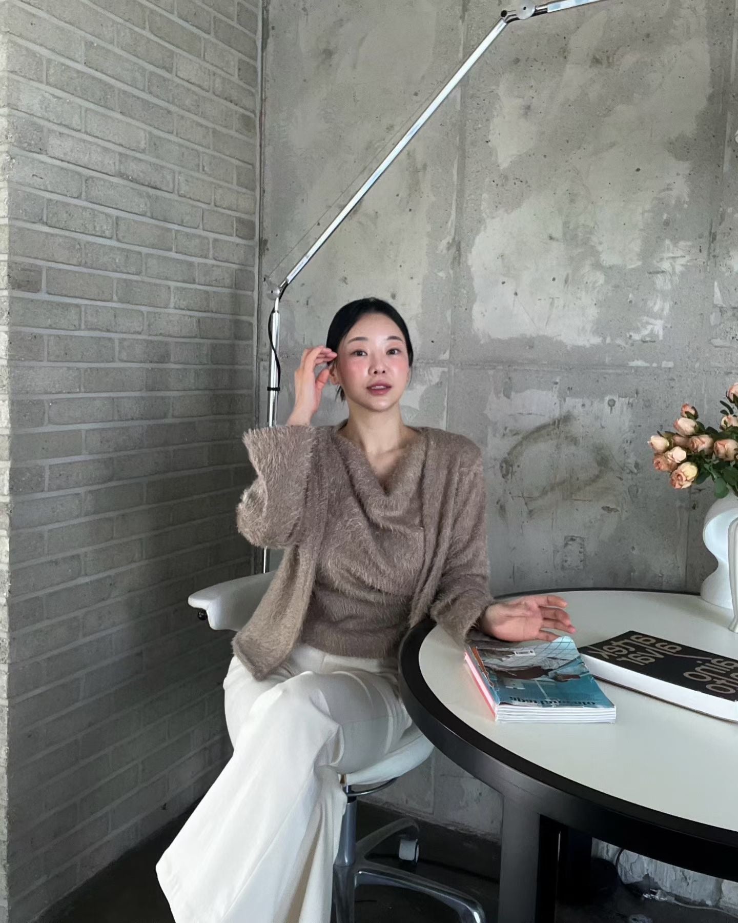 Momo Draping Set | 冬日氣氛毛毛背心外套Set