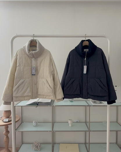 <<嚴寒天氣首選>> Sporty Chic Knitted Collar Jacket | 針織反領3M保暖棉外套