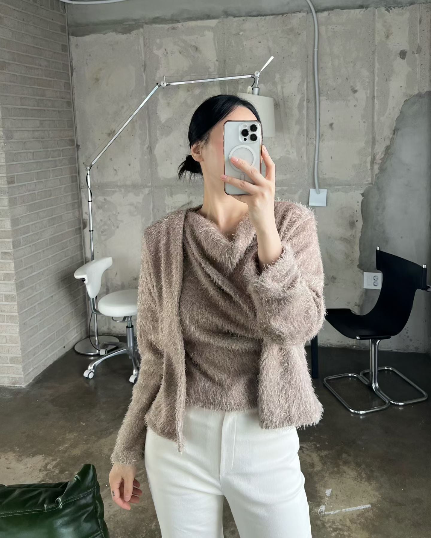 Momo Draping Set | 冬日氣氛毛毛背心外套Set