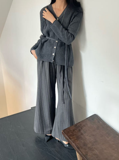 Wide Leg Striped Trousers | 條紋西裝闊褲
