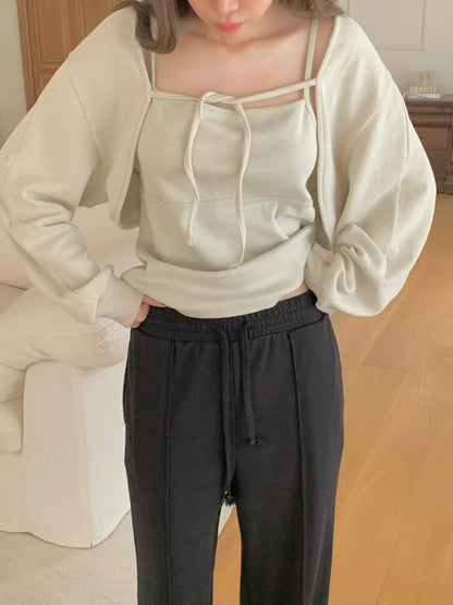 Drapy Square Neck Cami & Cropped Cardi Set | 小垂感方領背心&外套Set