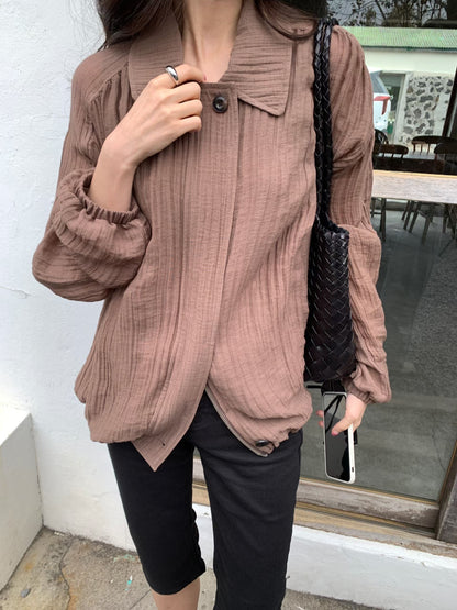 Collared Zip-Up City Jacket | 日常翻領麻質拉鍊輕外套