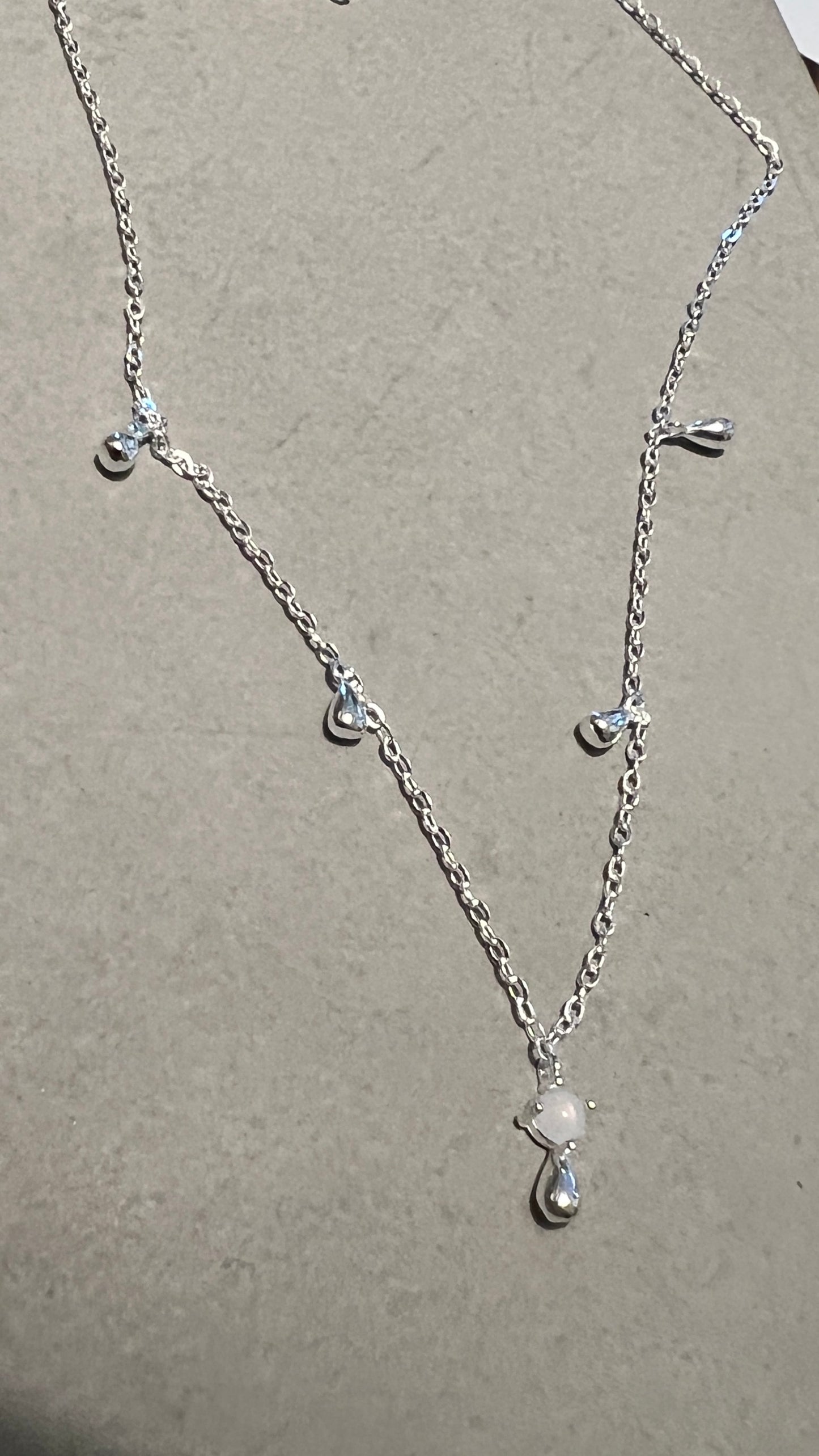 Teardrop Necklace with Misty Blue Bead