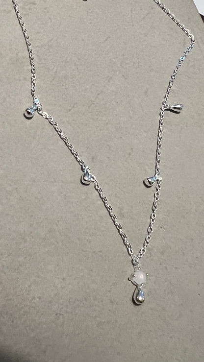 Teardrop Necklace with Misty Blue Bead